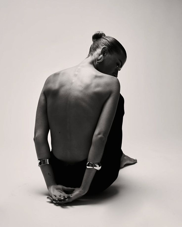 Monochrome portrait expressing the connection between mind and body